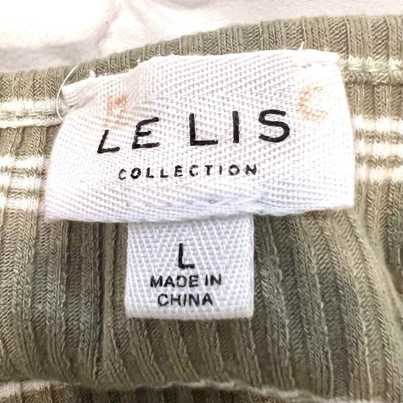 LELIS Olive green Striped Ruffled Mini Dress size L - Picture 9 of 10